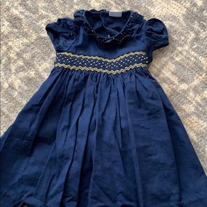 Navy and yellow smocked dress